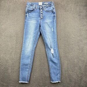 Kensie Jeans Vintage Luxe High Rise Skinny Distressed Button Fly Blue Size 2/26